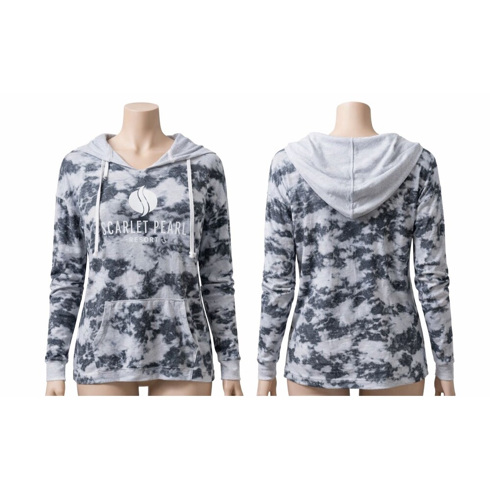 MV Sport Hooded Pullover Unisex XXL Black/White Tie Dye Scarlet Pearl Logo NWT